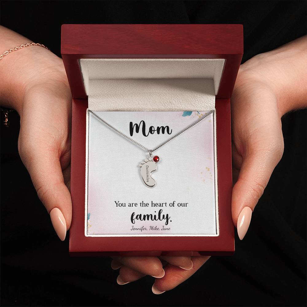 Custom Baby Feet Necklace with Birthstone, a Perfect Gift for Mother's Day/Birthdays.