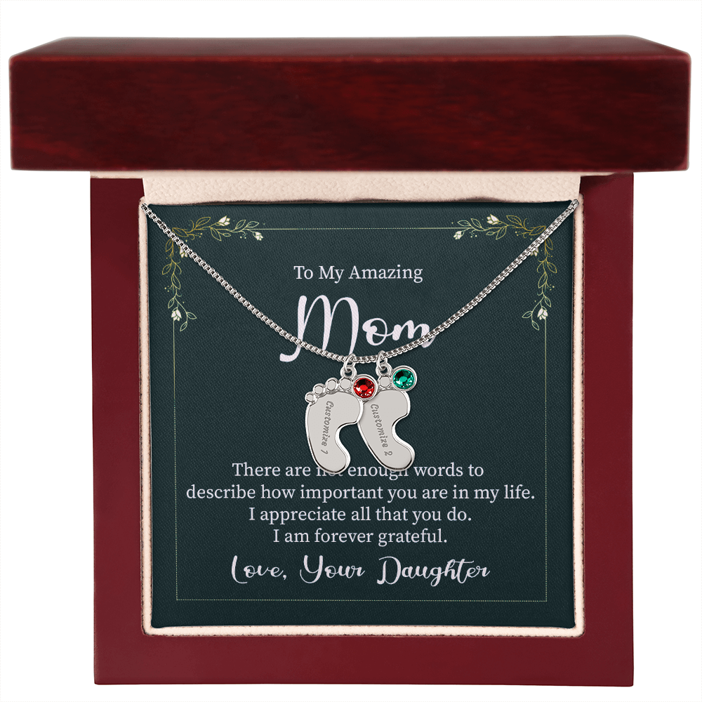 Custom Baby Feet Necklace with Birthstone Mom, a Perfect Gift for Mother's Day/Birthdays.