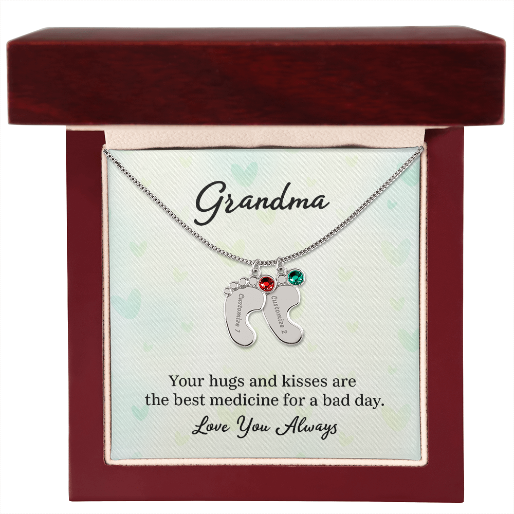Custom Baby Feet with Birthstone- A Gift for Grandma for Mother's Day/ Birthdays.