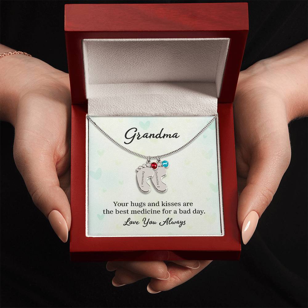 Custom Baby Feet with Birthstone- A Gift for Grandma for Mother's Day/ Birthdays.