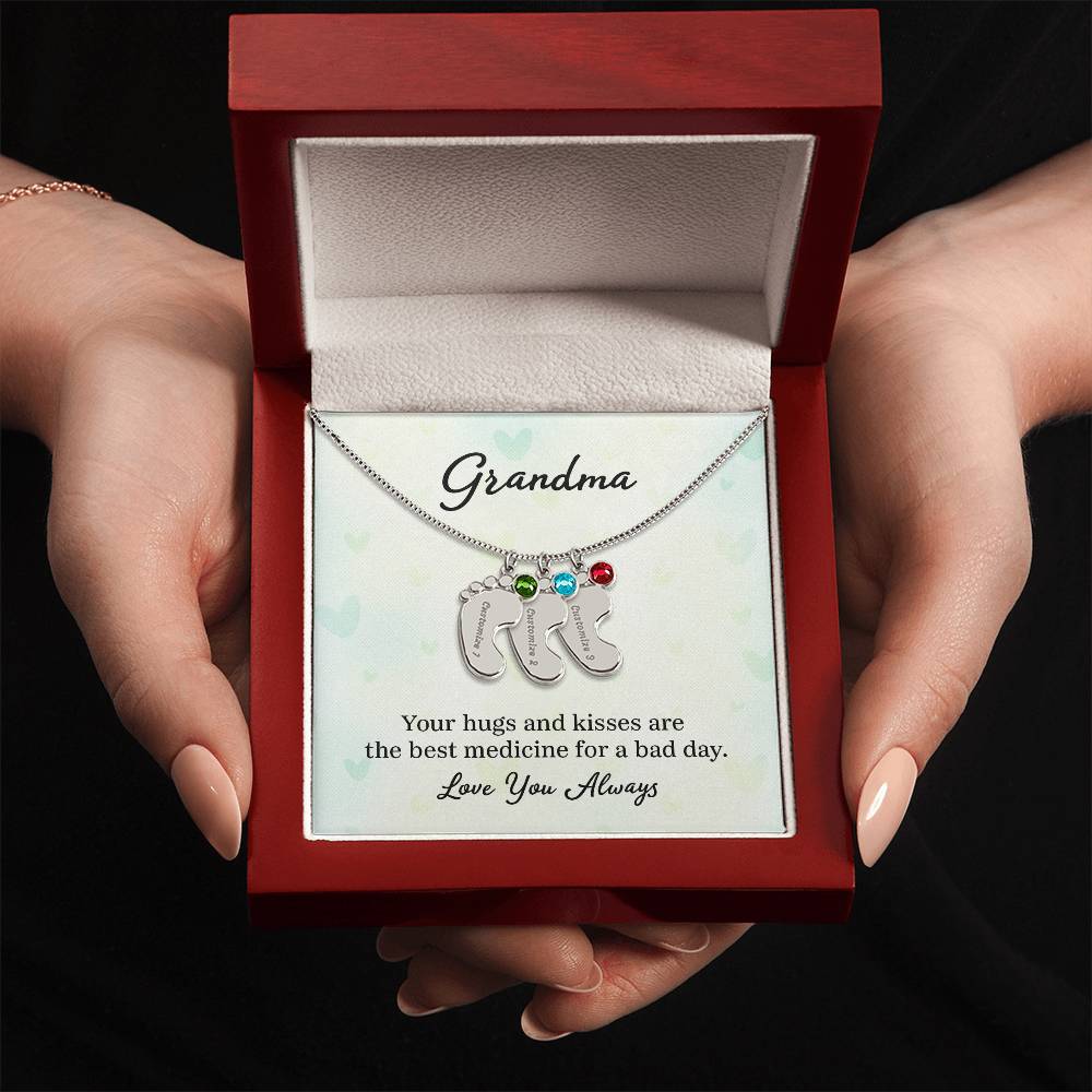 Custom Baby Feet with Birthstone- A Gift for Grandma for Mother's Day/ Birthdays.