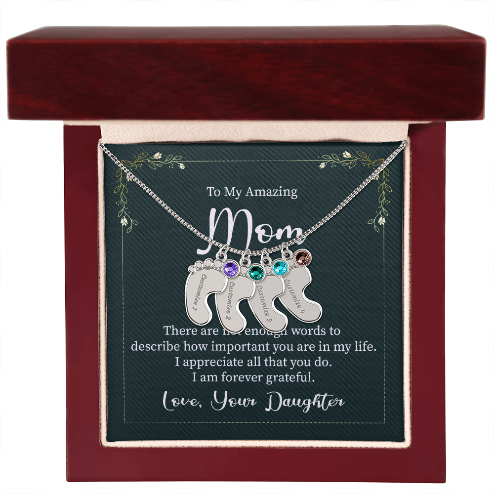 Custom Baby Feet Necklace with Birthstone Mom, a Perfect Gift for Mother's Day/Birthdays.