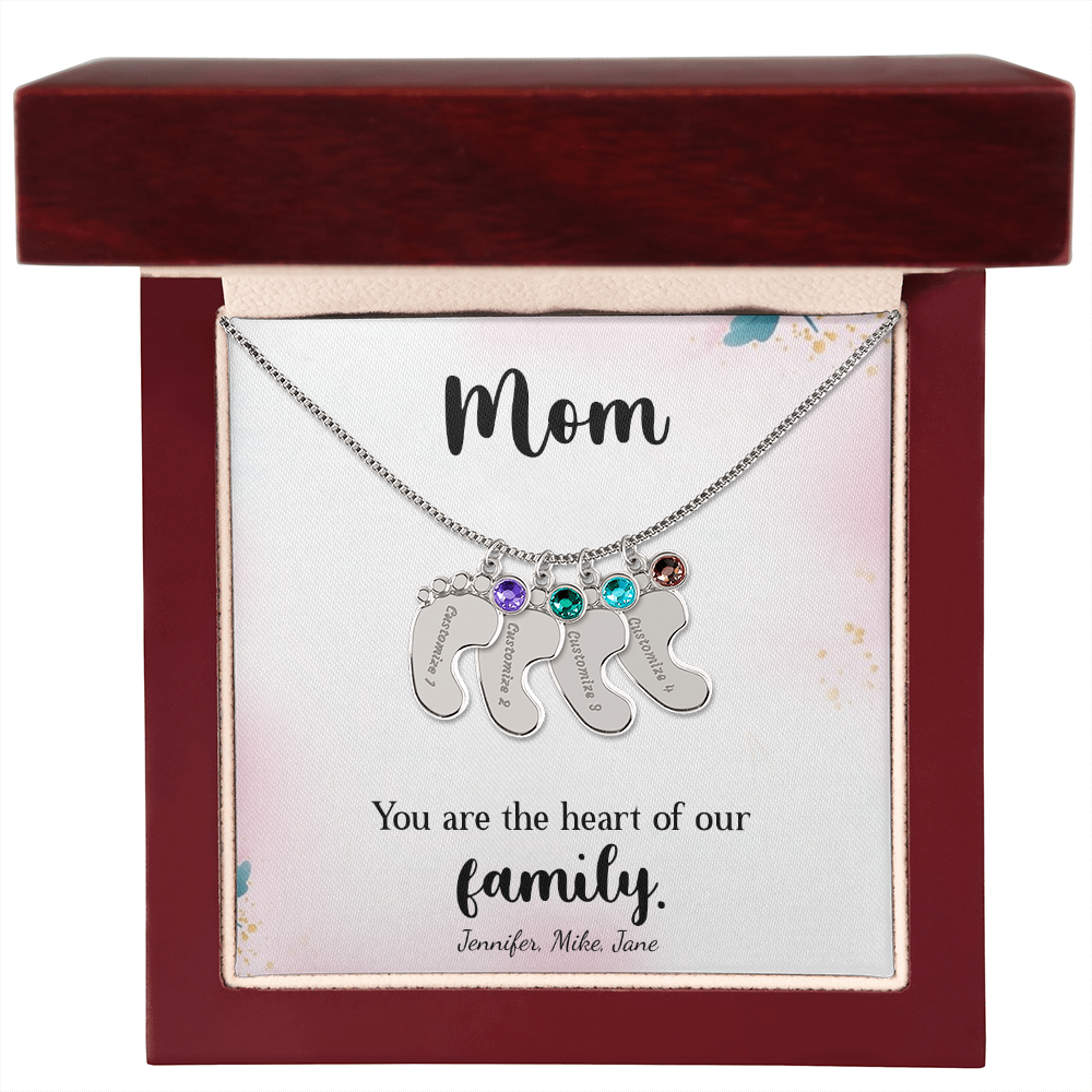 Custom Baby Feet Necklace with Birthstone, a Perfect Gift for Mother's Day/Birthdays.