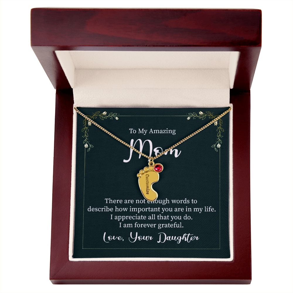 Custom Baby Feet Necklace with Birthstone Mom, a Perfect Gift for Mother's Day/Birthdays.