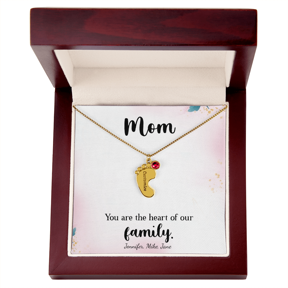 Custom Baby Feet Necklace with Birthstone, a Perfect Gift for Mother's Day/Birthdays.
