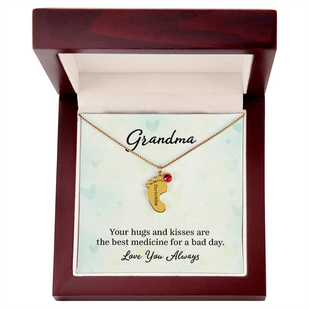 Custom Baby Feet with Birthstone- A Gift for Grandma for Mother's Day/ Birthdays.