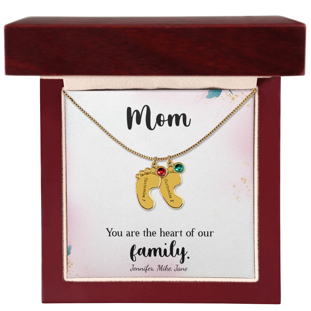 Custom Baby Feet Necklace with Birthstone, a Perfect Gift for Mother's Day/Birthdays.