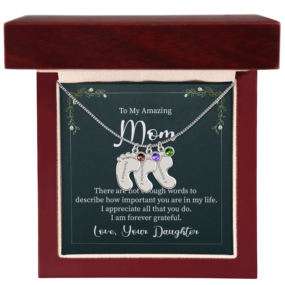 Custom Baby Feet Necklace with Birthstone Mom, a Perfect Gift for Mother's Day/Birthdays.
