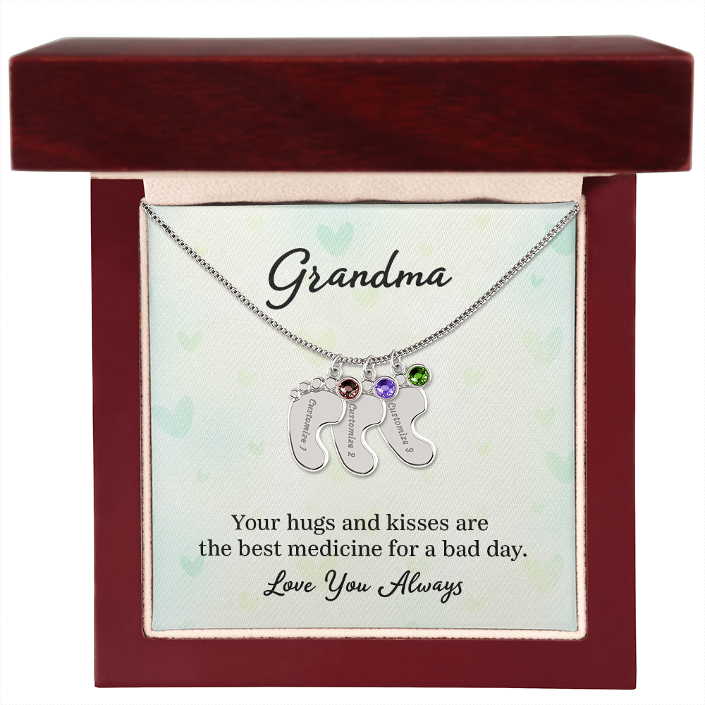 Custom Baby Feet with Birthstone- A Gift for Grandma for Mother's Day/ Birthdays.