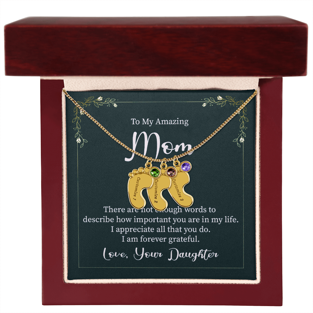 Custom Baby Feet Necklace with Birthstone Mom, a Perfect Gift for Mother's Day/Birthdays.