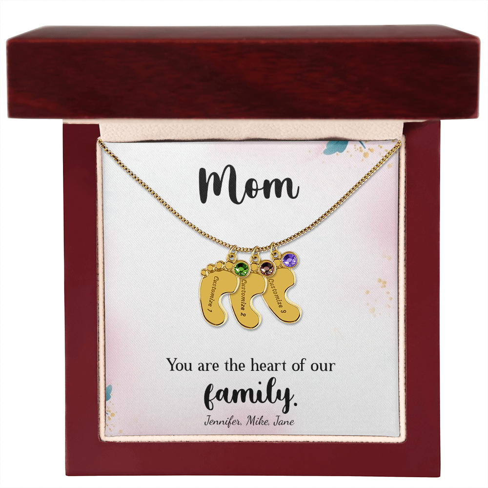 Custom Baby Feet Necklace with Birthstone, a Perfect Gift for Mother's Day/Birthdays.