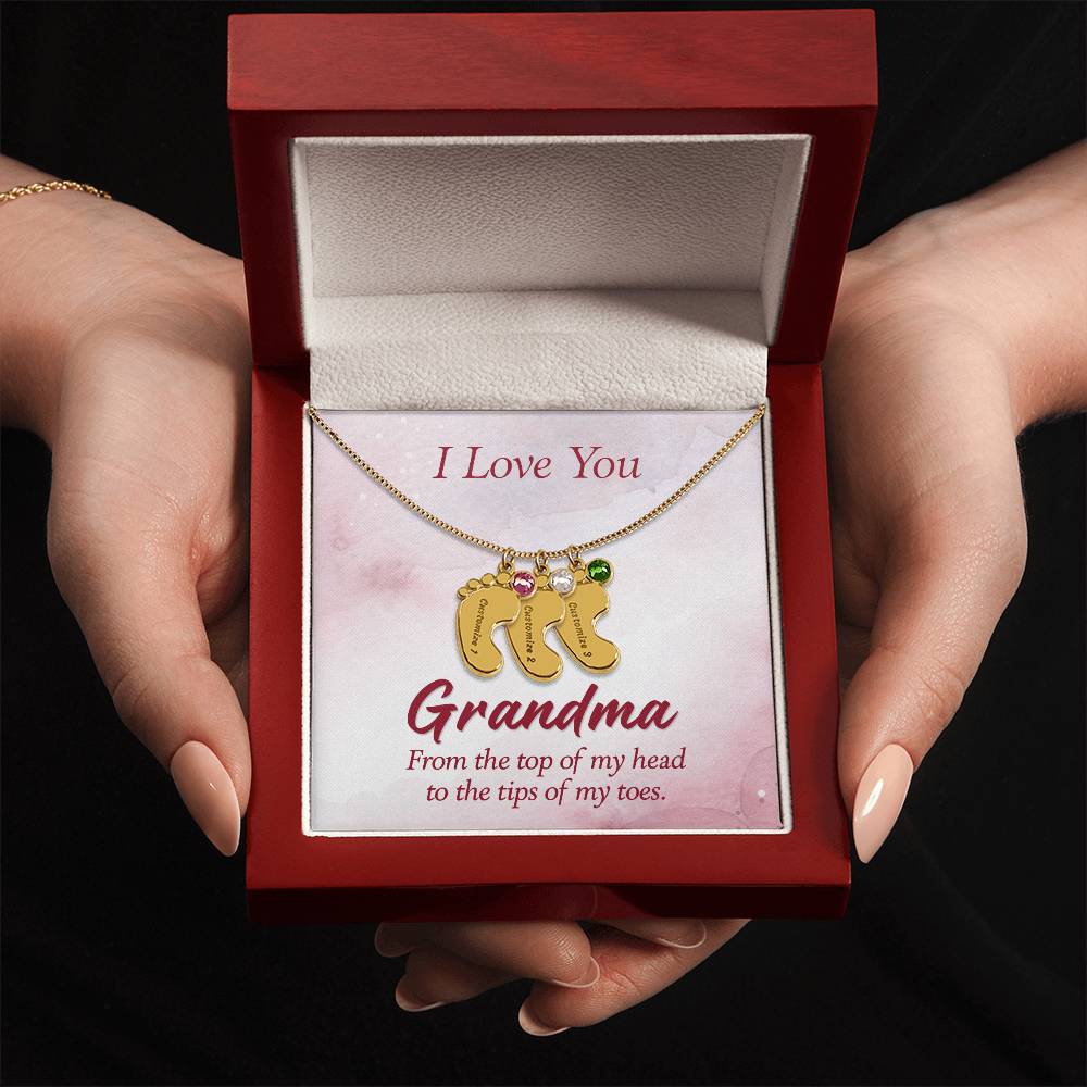 Custom Baby Feet Necklace with Birthstone Mom, a Perfect Gift for Mother's Day/Birthdays.