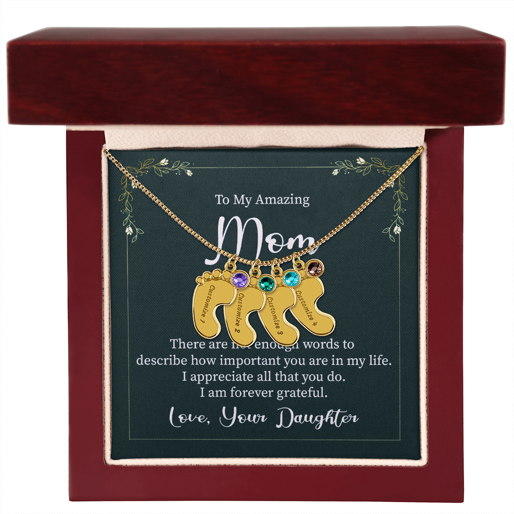 Custom Baby Feet Necklace with Birthstone Mom, a Perfect Gift for Mother's Day/Birthdays.