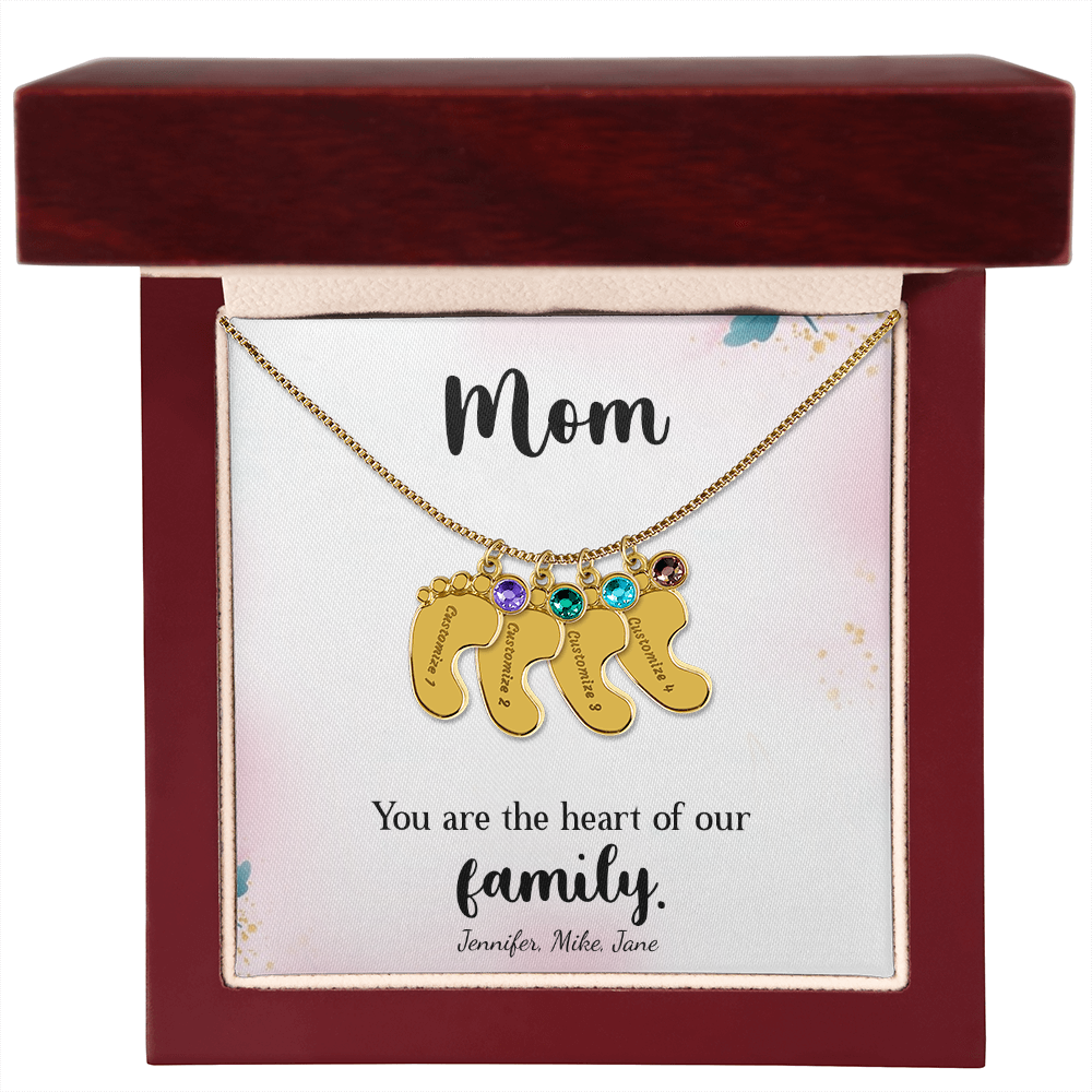 Custom Baby Feet Necklace with Birthstone, a Perfect Gift for Mother's Day/Birthdays.