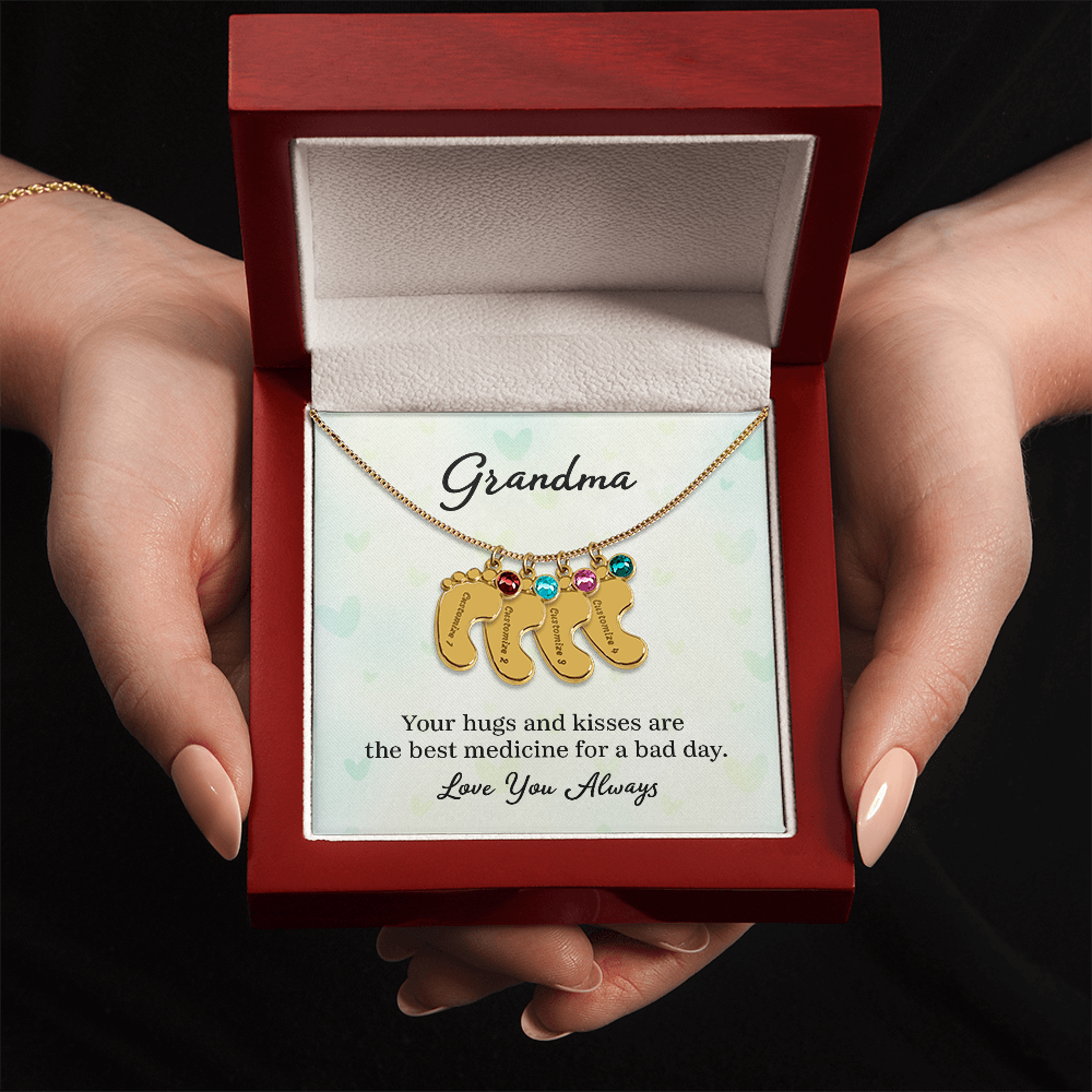 Custom Baby Feet with Birthstone- A Gift for Grandma for Mother's Day/ Birthdays.