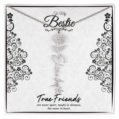 Best Friend Custom Birth Flower Name Necklace