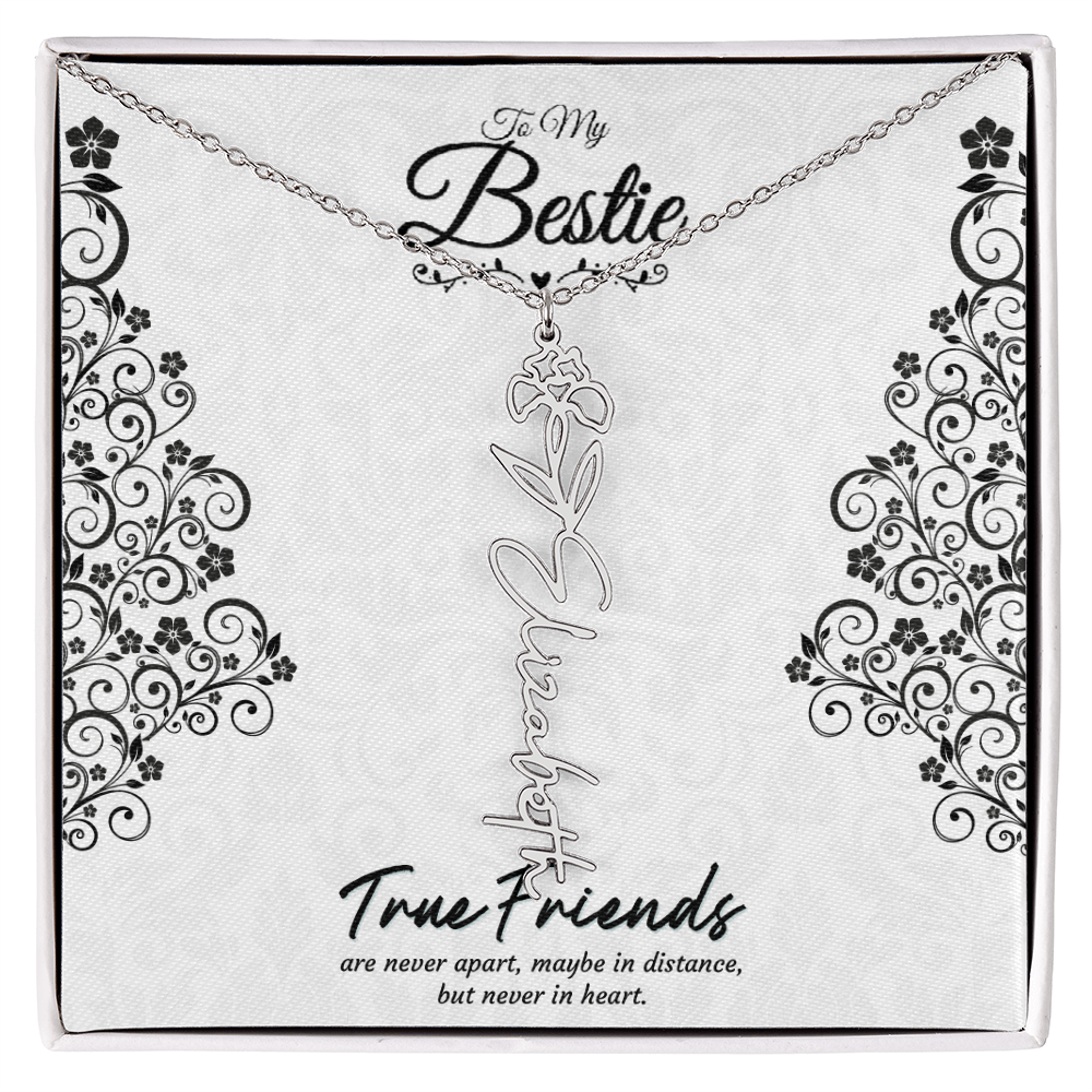 Best Friend Custom Birth Flower Name Necklace