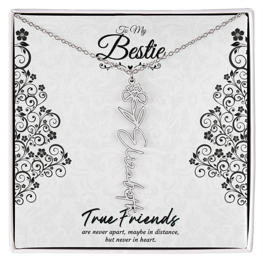 Best Friend Custom Birth Flower Name Necklace