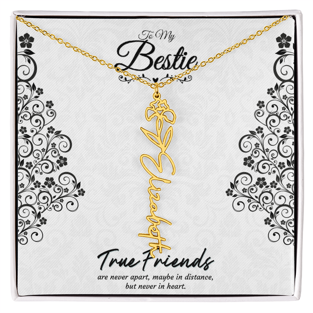 Best Friend Custom Birth Flower Name Necklace
