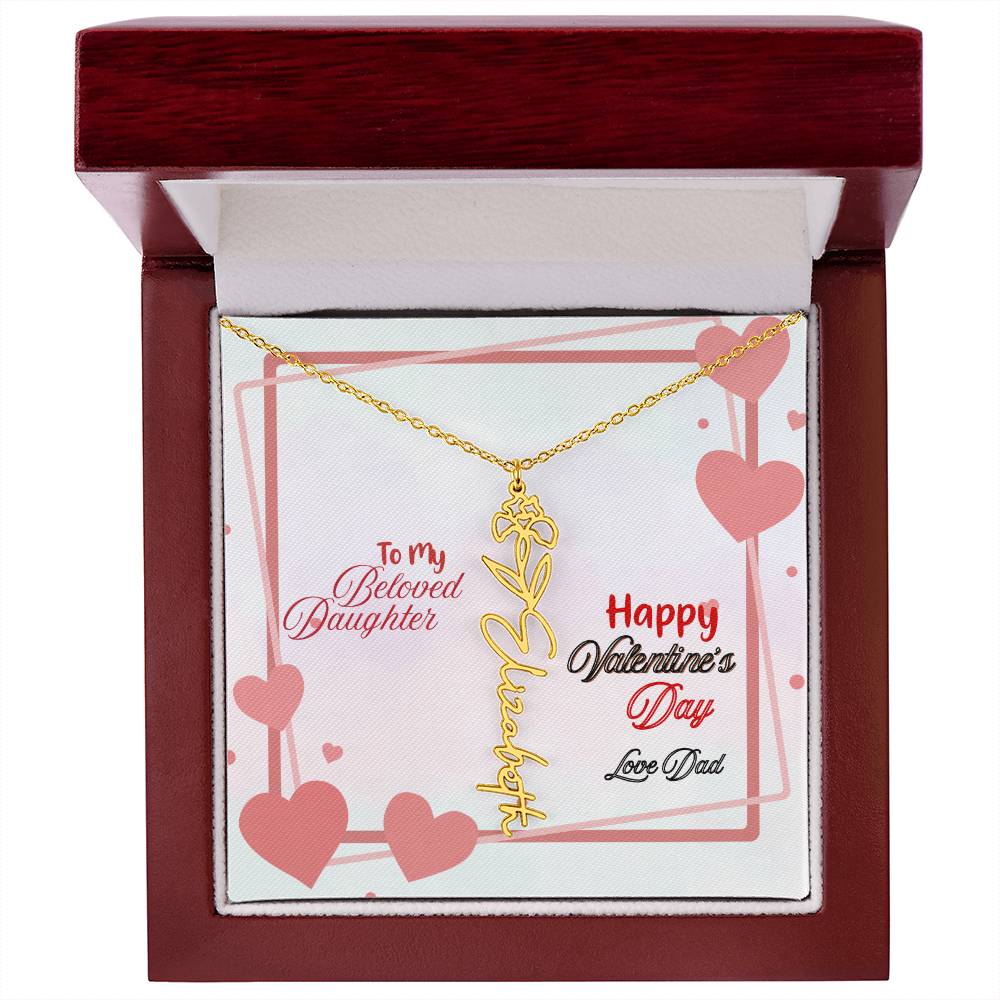 Happy Valentine's Day Custom Birth Flower Name Necklace- a Gift for your Daughter.