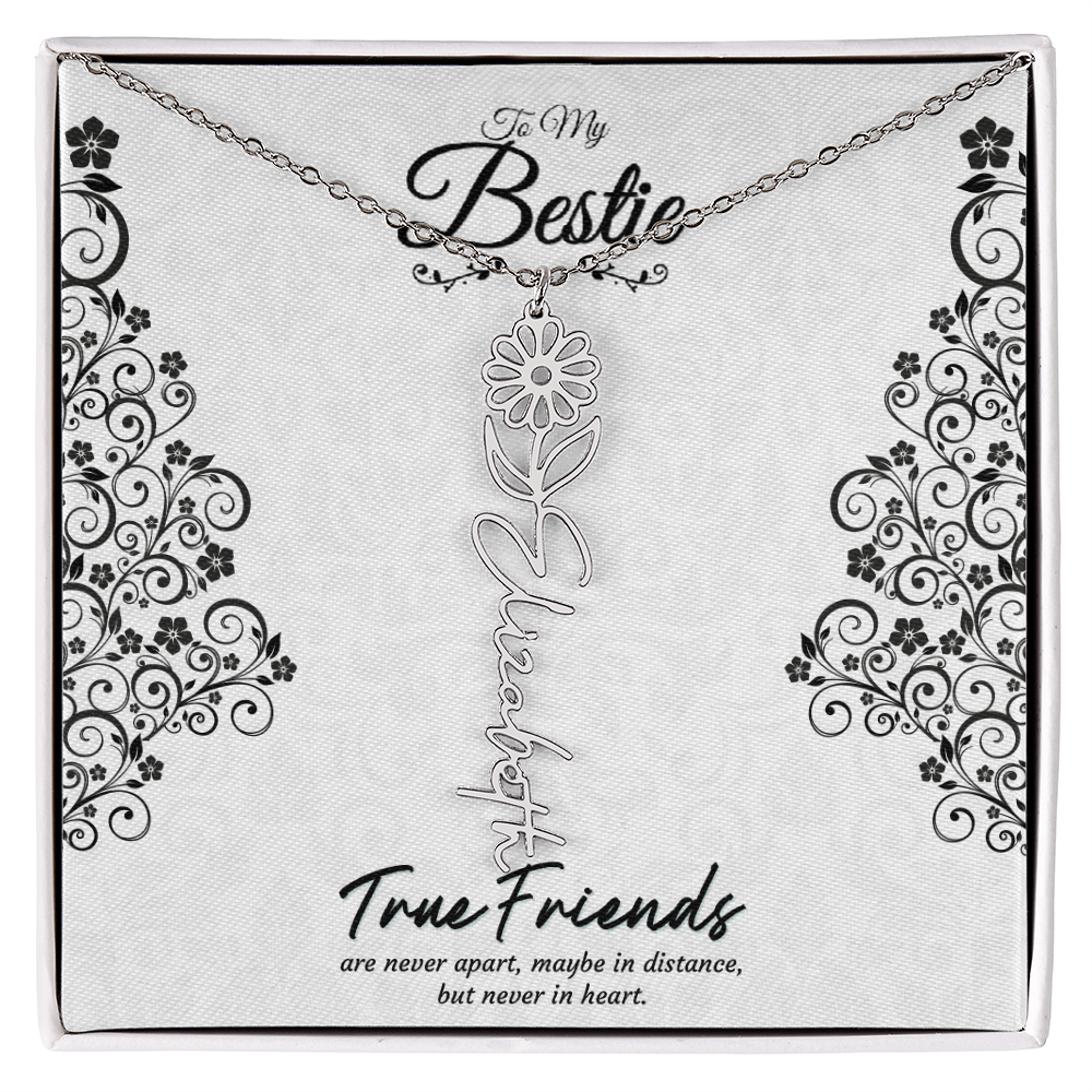 Best Friend Custom Birth Flower Name Necklace