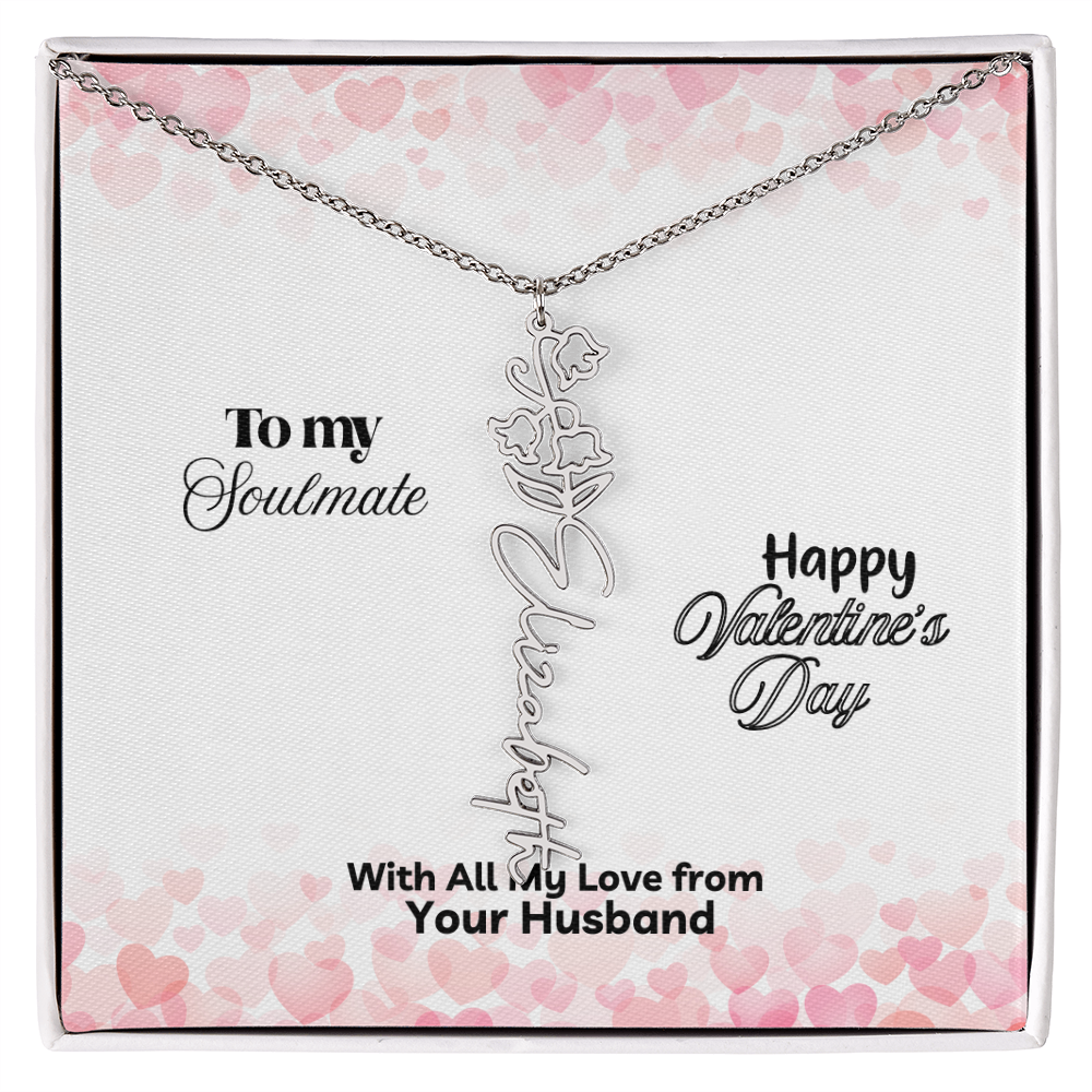 Happy Valentine's Day- Birth Flower Name Necklace- a Gift for Your Soulmate/Wife