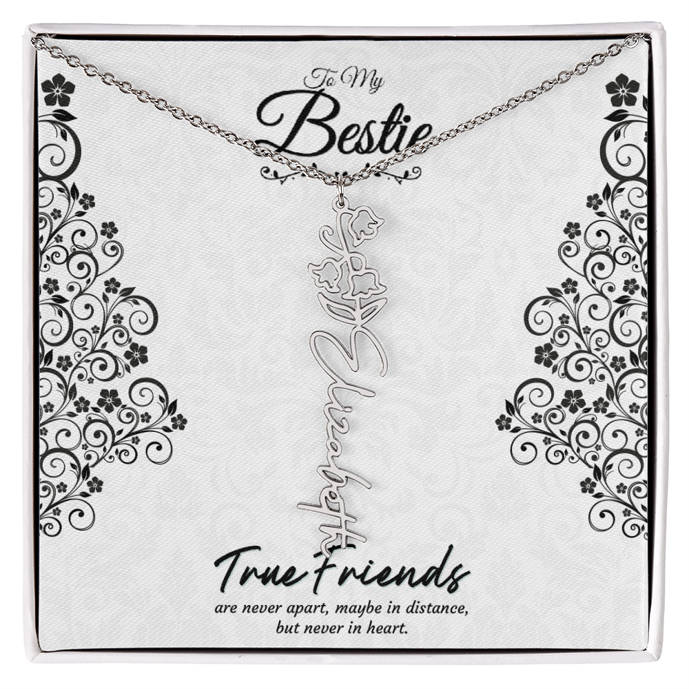 Best Friend Custom Birth Flower Name Necklace