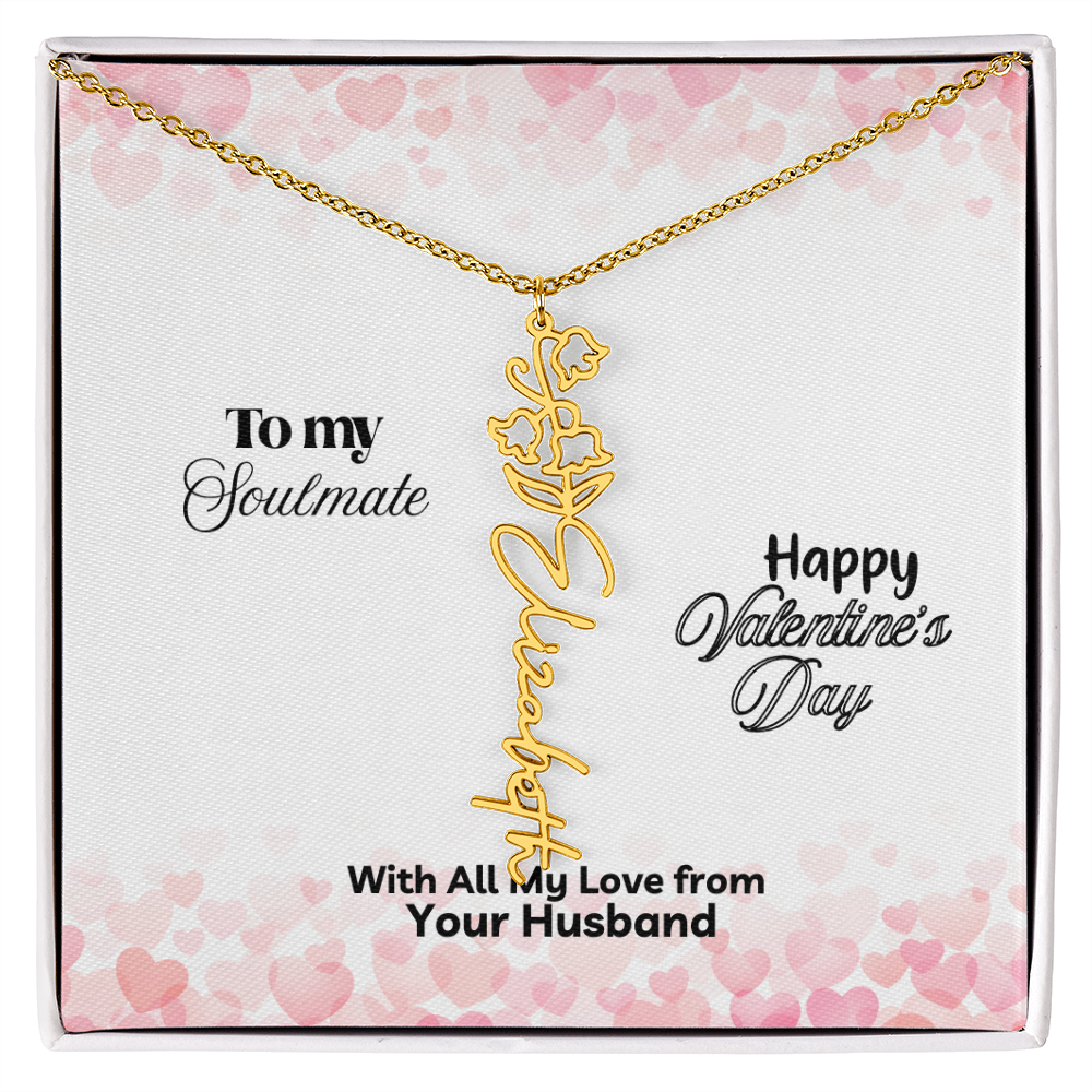 Happy Valentine's Day- Birth Flower Name Necklace- a Gift for Your Soulmate/Wife