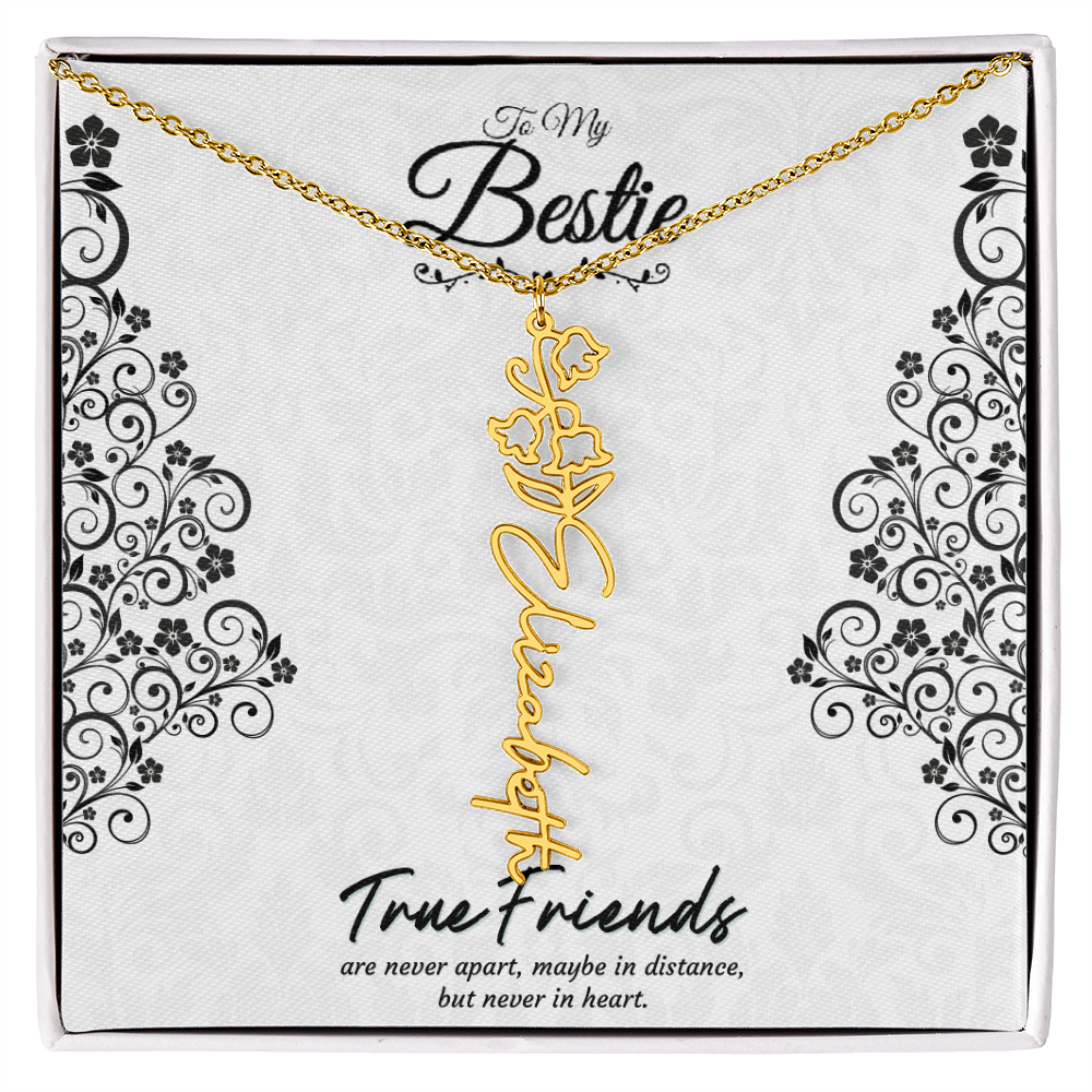 Best Friend Custom Birth Flower Name Necklace