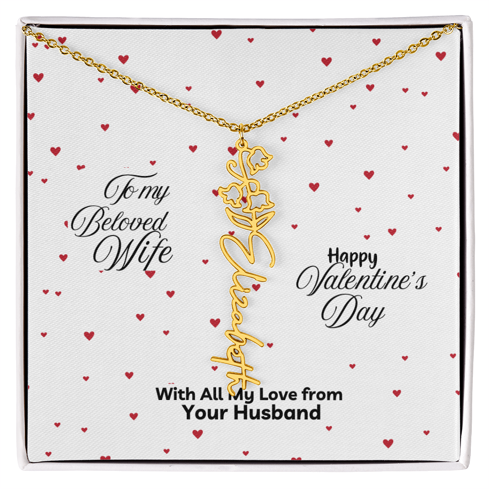 Happy Valentine's Day Custom Birth Flower Name Necklace- a Gift for your Soulmate/Wife.