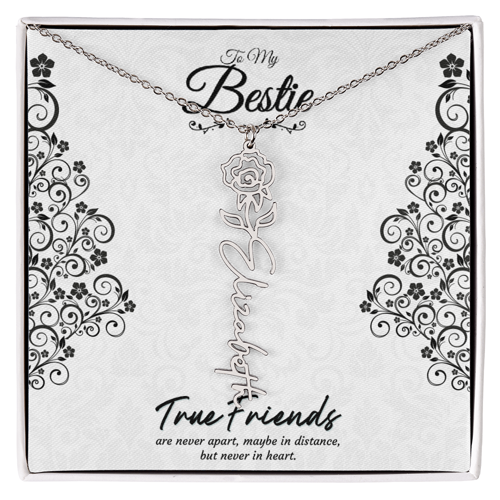 Best Friend Custom Birth Flower Name Necklace