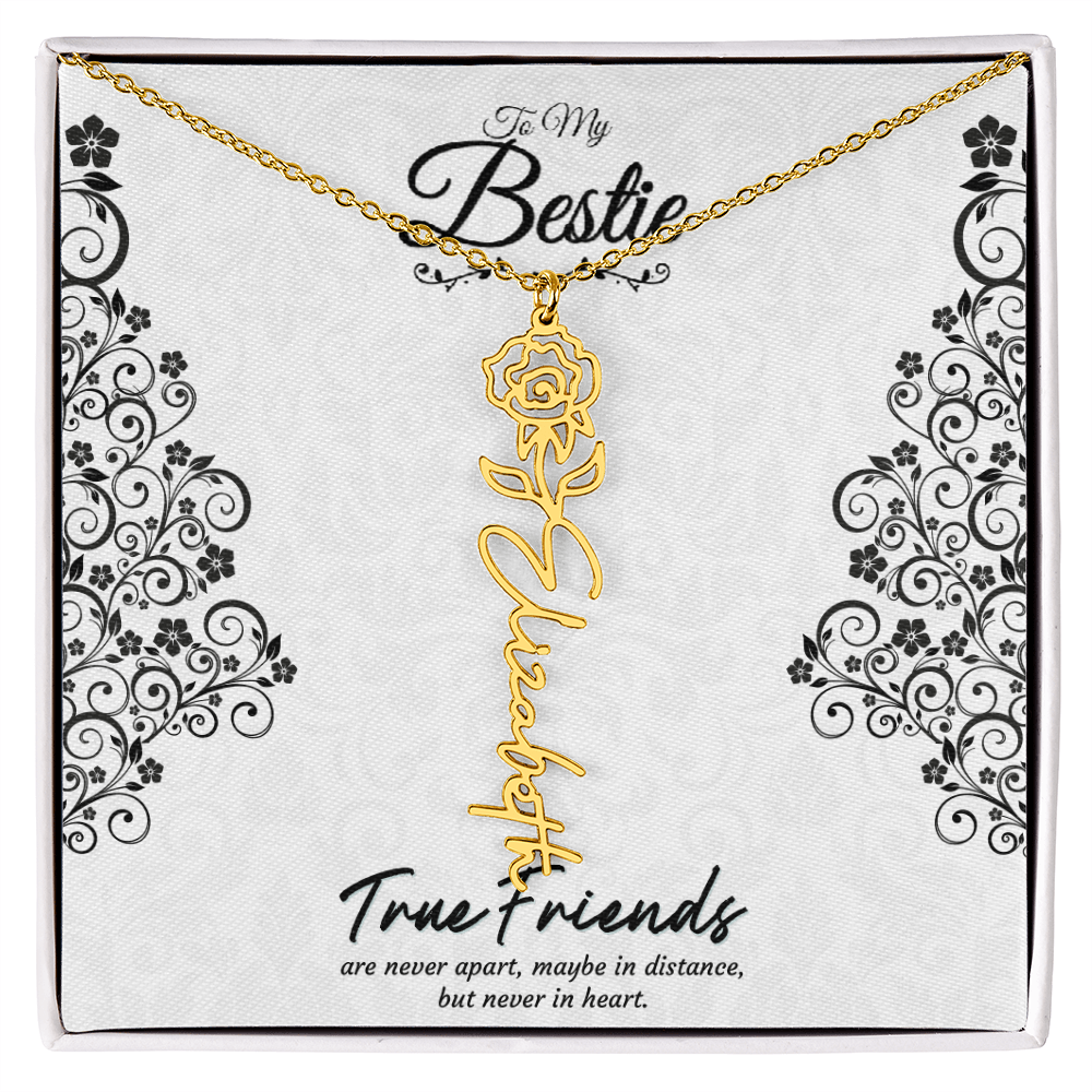 Best Friend Custom Birth Flower Name Necklace
