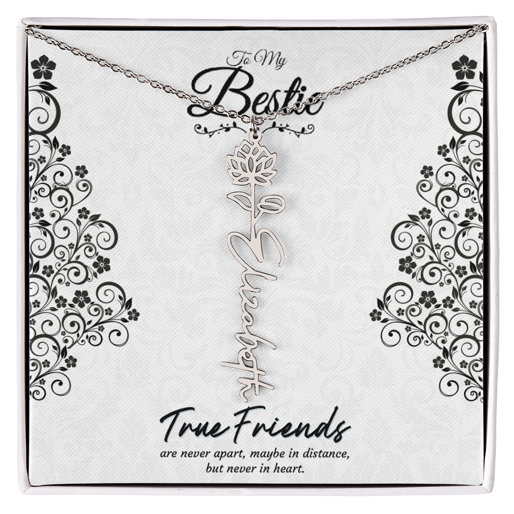 Best Friend Custom Birth Flower Name Necklace