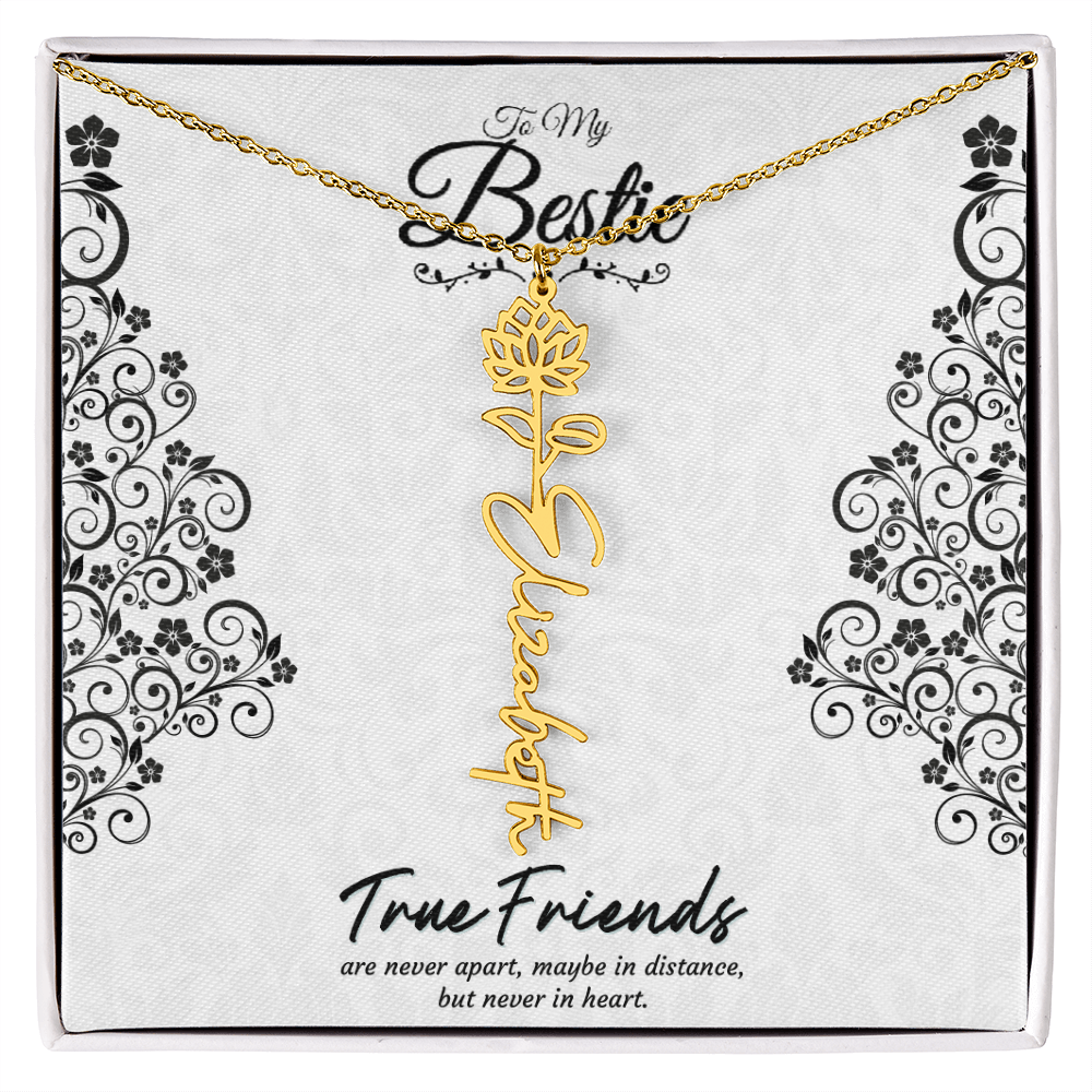 Best Friend Custom Birth Flower Name Necklace