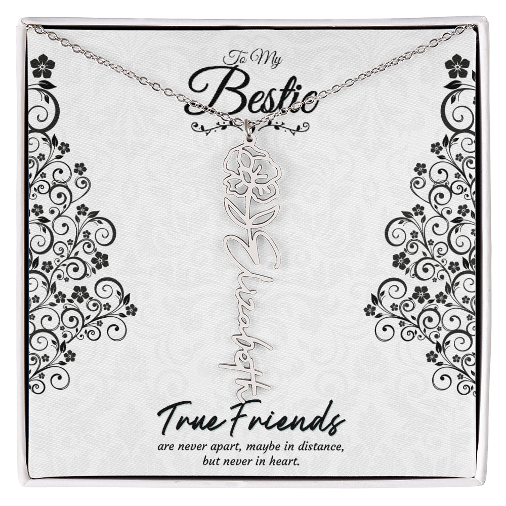 Best Friend Custom Birth Flower Name Necklace