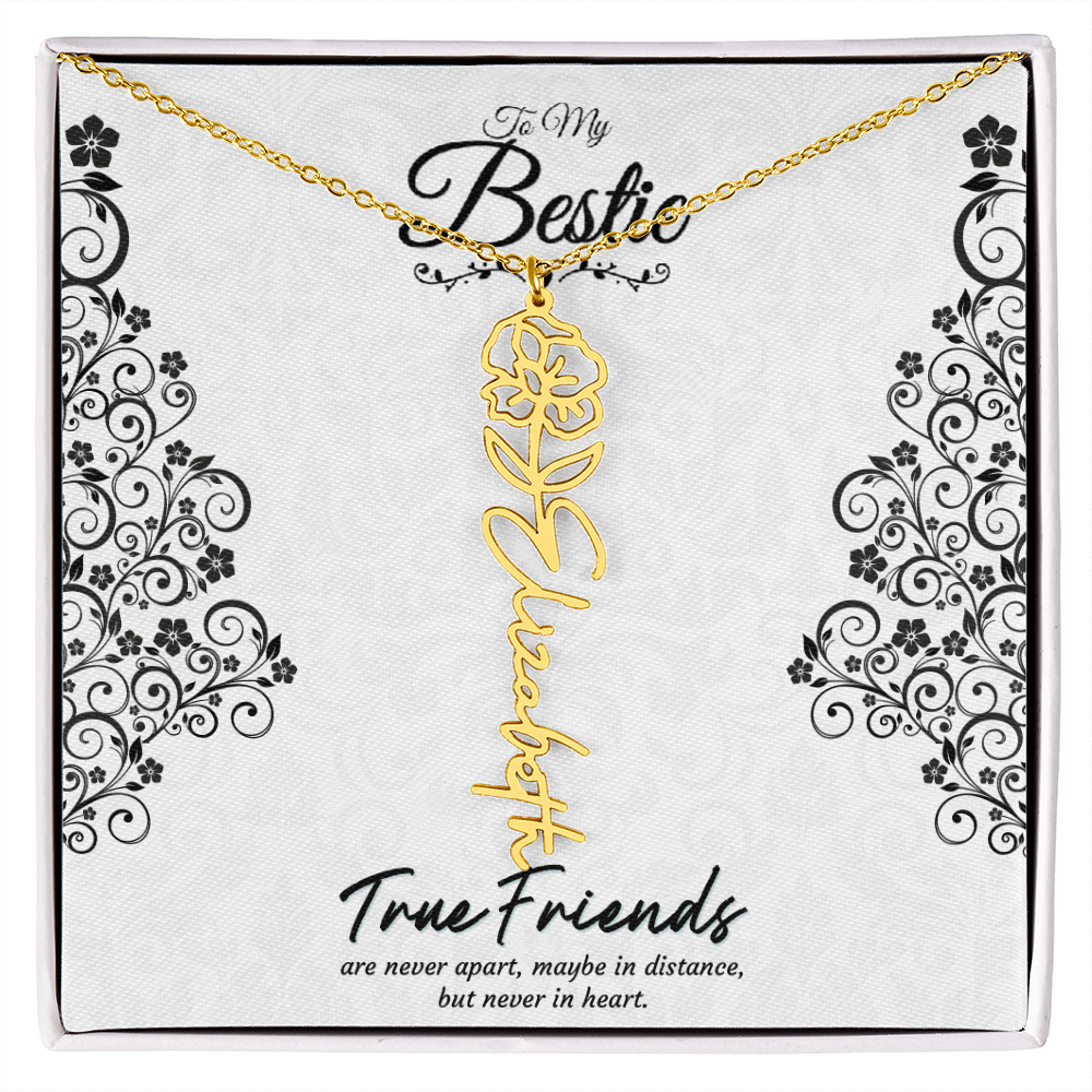 Best Friend Custom Birth Flower Name Necklace