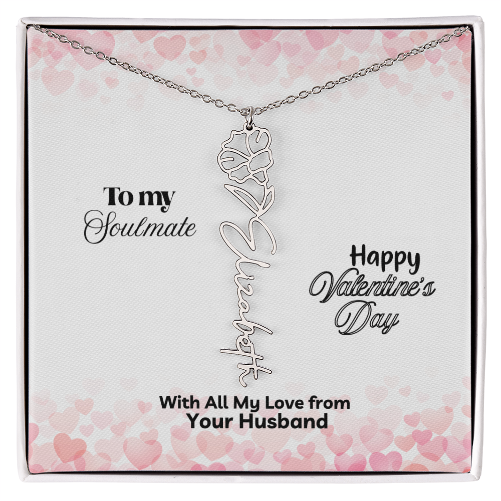 Happy Valentine's Day- Birth Flower Name Necklace- a Gift for Your Soulmate/Wife