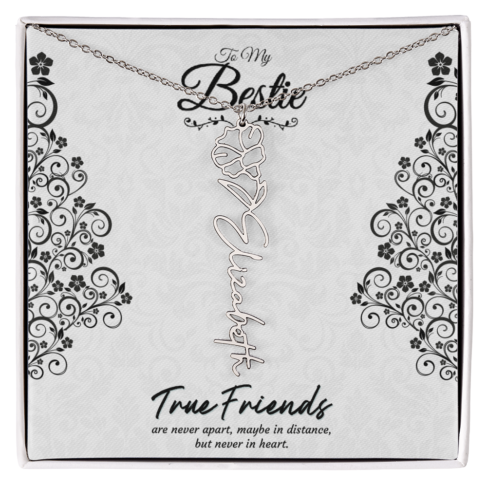 Best Friend Custom Birth Flower Name Necklace