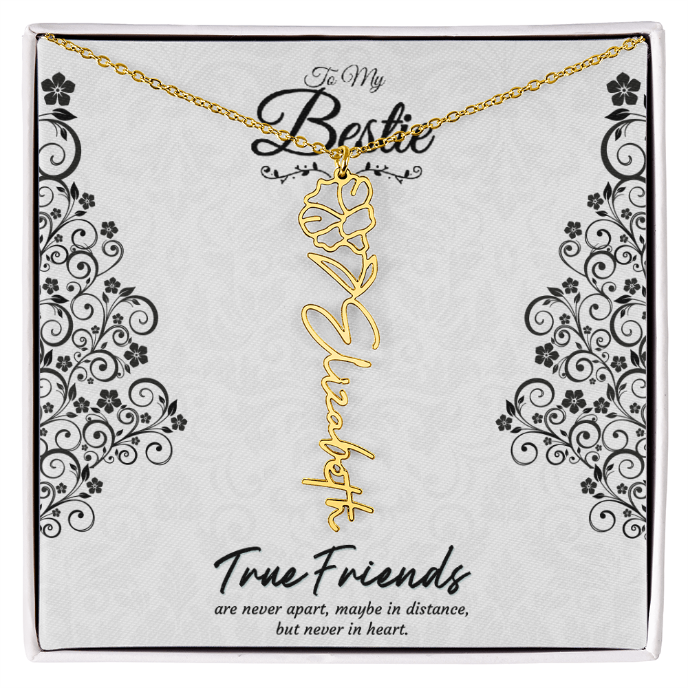 Best Friend Custom Birth Flower Name Necklace