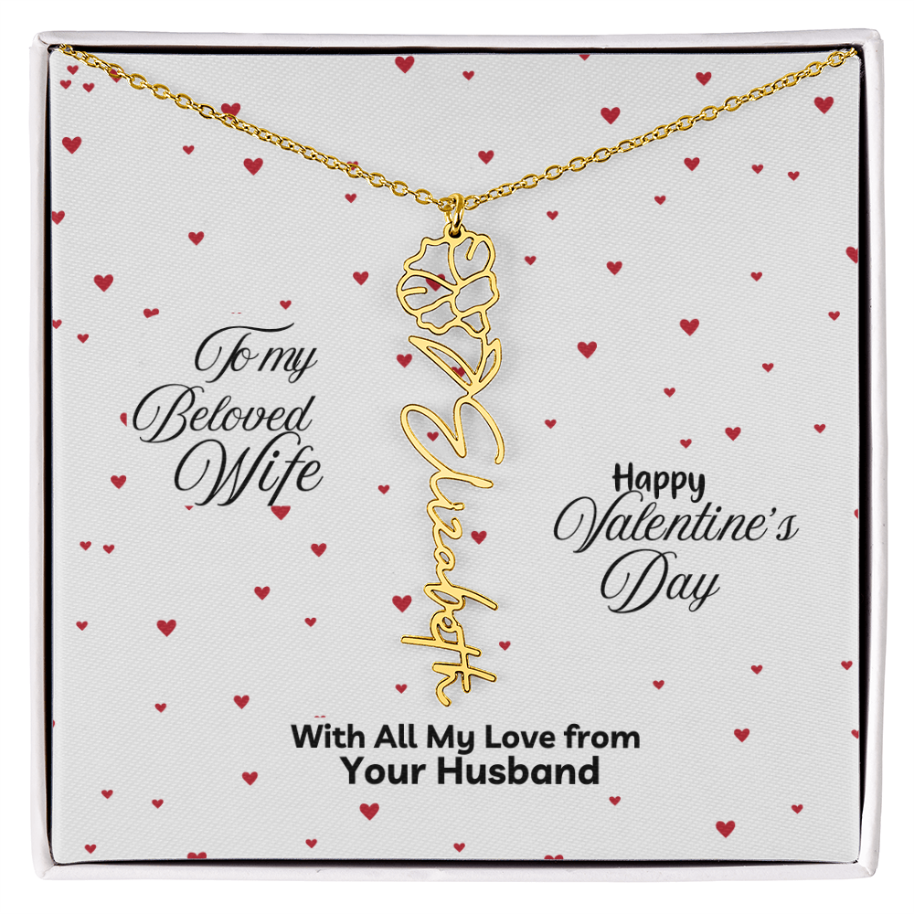 Happy Valentine's Day Custom Birth Flower Name Necklace- a Gift for your Soulmate/Wife.