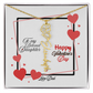Happy Valentine's Day Custom Birth Flower Name Necklace- a Gift for your Daughter.