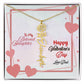 Happy Valentine's Day Custom Birth Flower Name Necklace- a Gift for your Daughter.