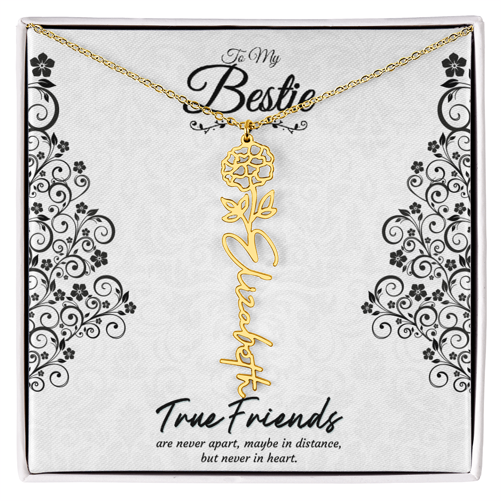 Best Friend Custom Birth Flower Name Necklace