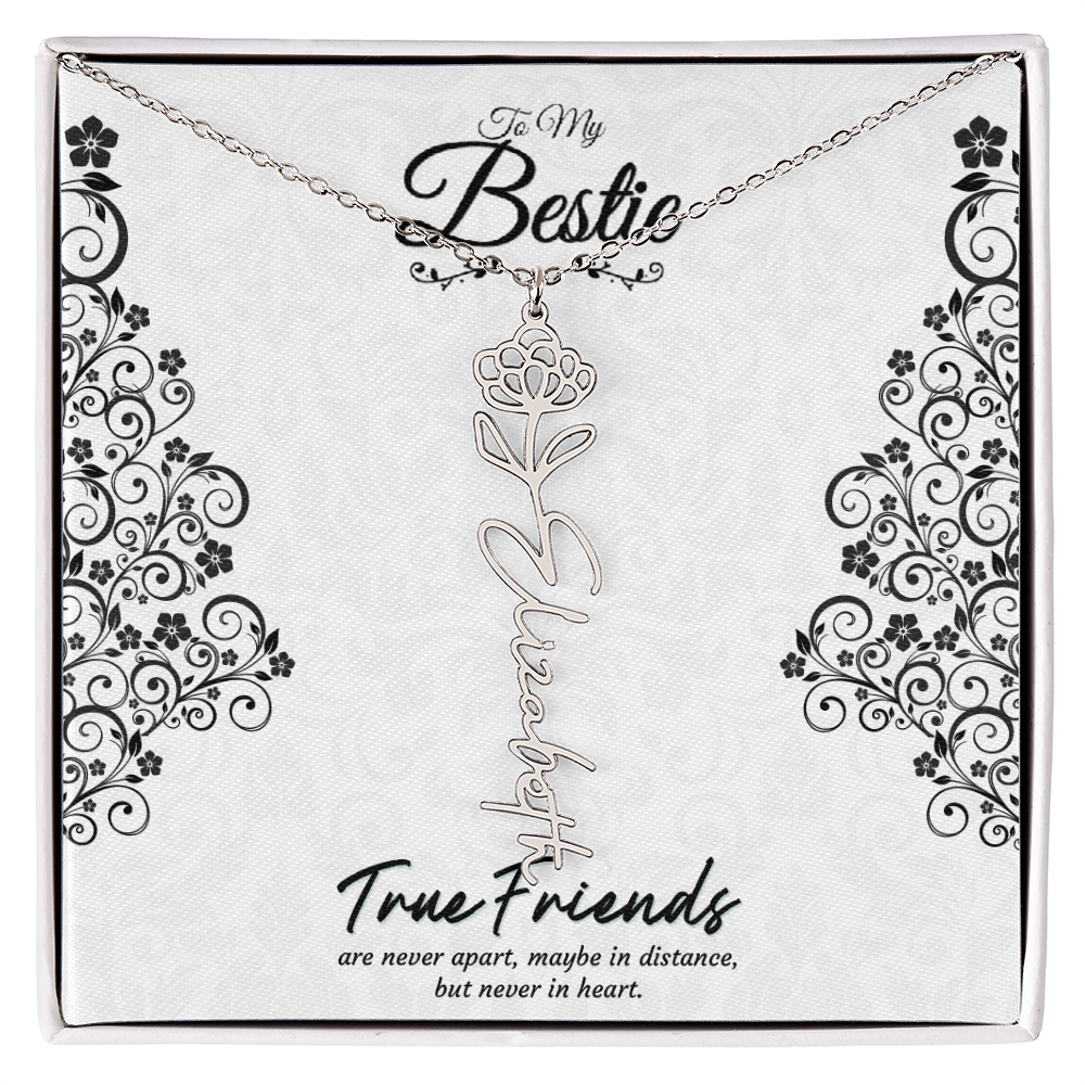 Best Friend Custom Birth Flower Name Necklace