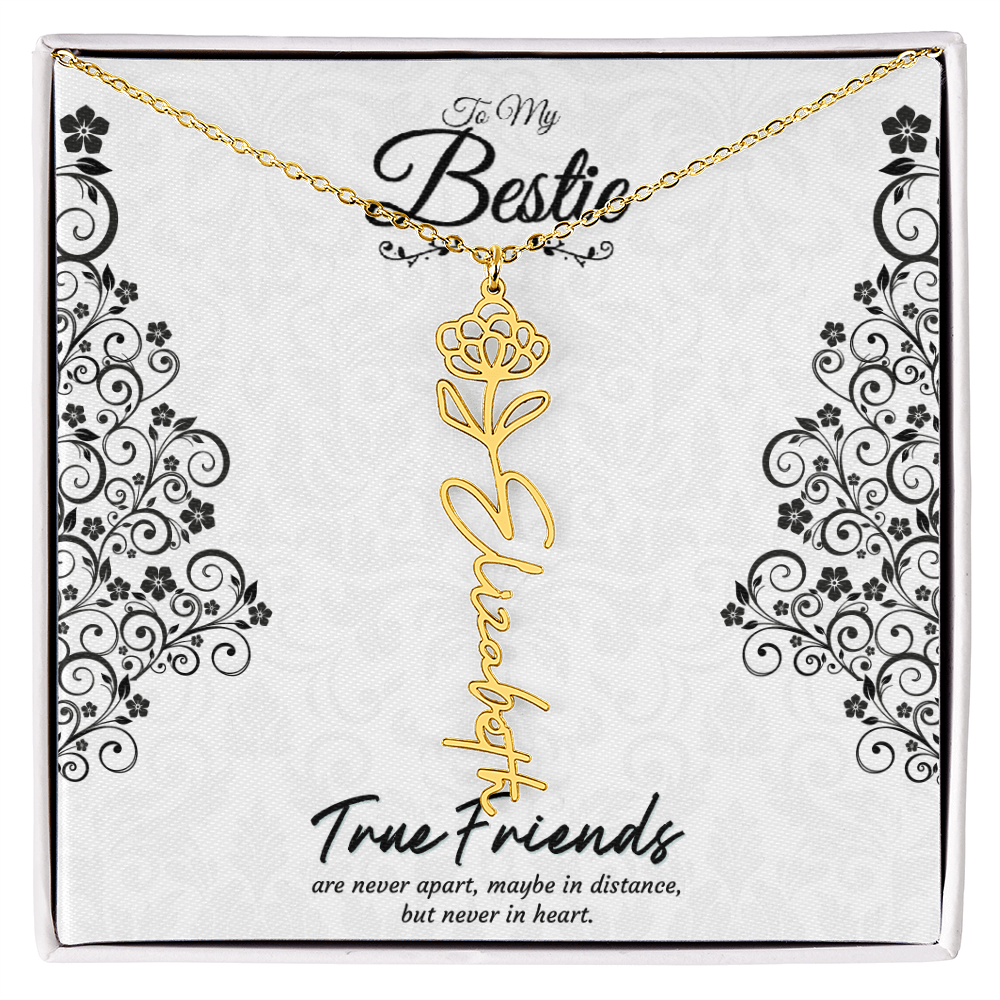 Best Friend Custom Birth Flower Name Necklace
