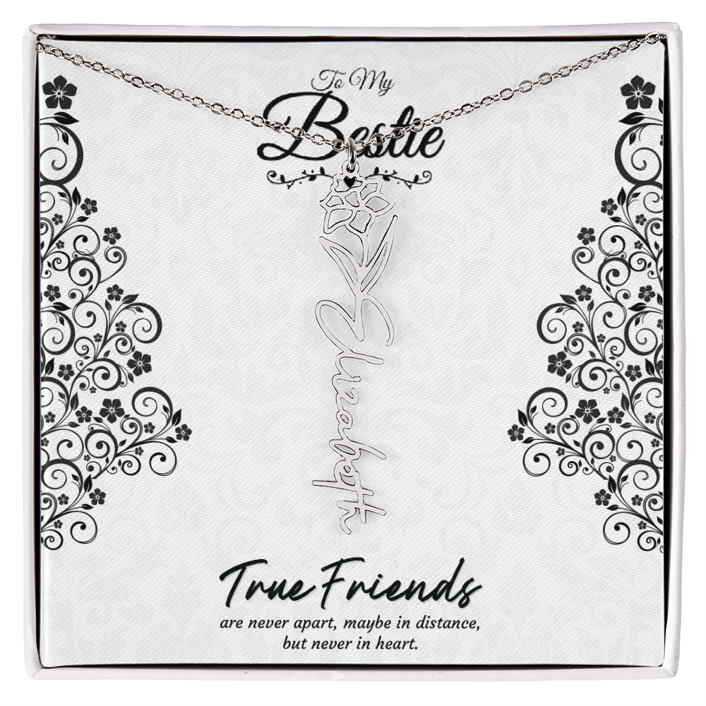 Best Friend Custom Birth Flower Name Necklace