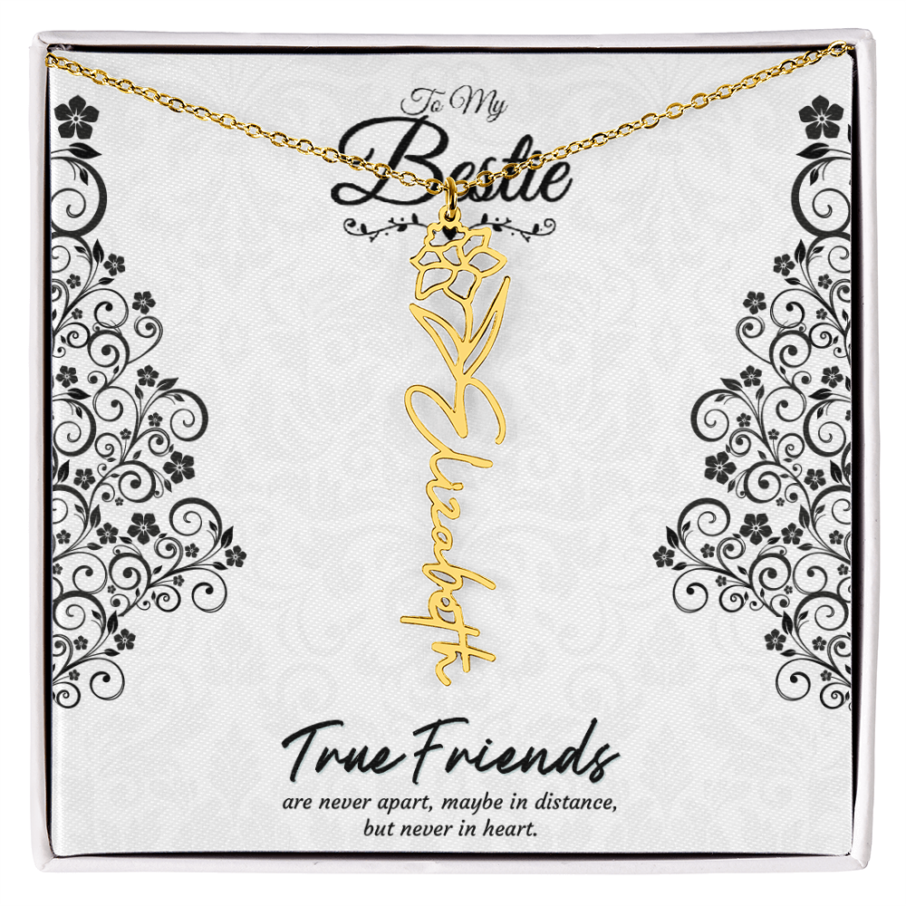 Best Friend Custom Birth Flower Name Necklace