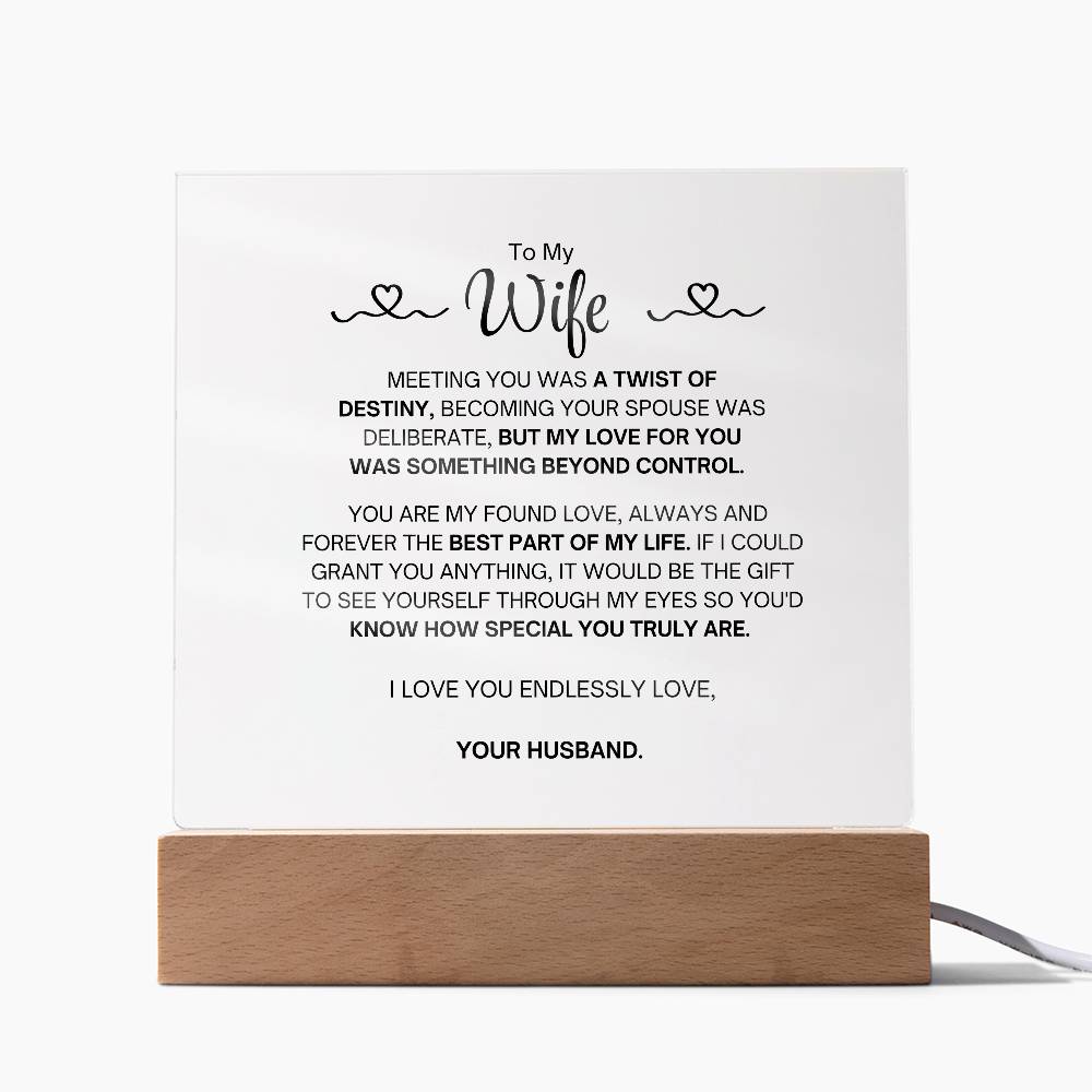 To My Wife- Acrylic Plaque- A Gift for Your Wife/Soulmate