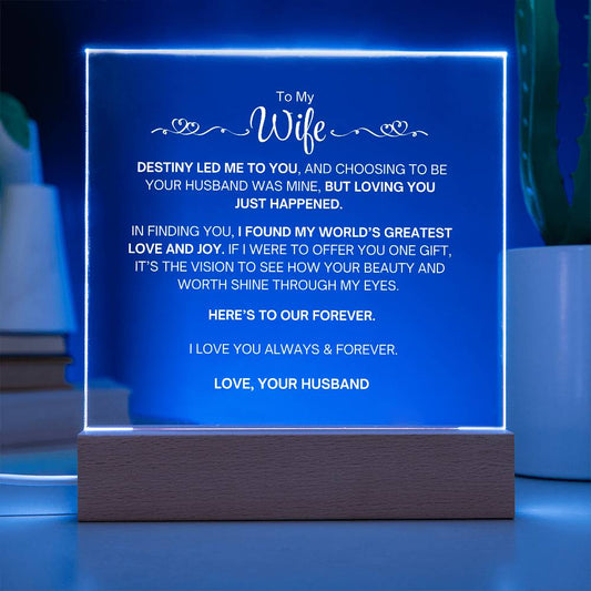 To My Wife- Acrylic Plaque- A Gift for My Wife/Soulmate.