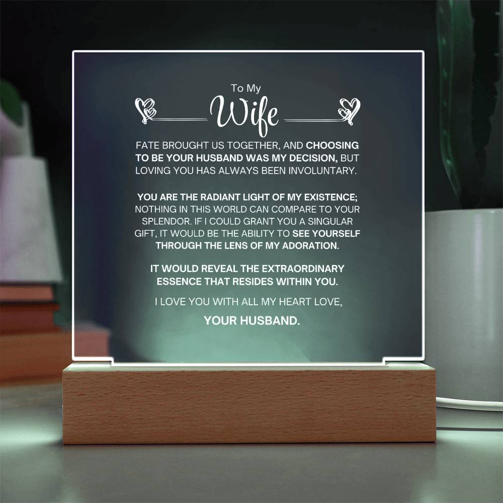 To My Wife- Acrylic Plaque- A Gift for Your Wife/Soulmate.